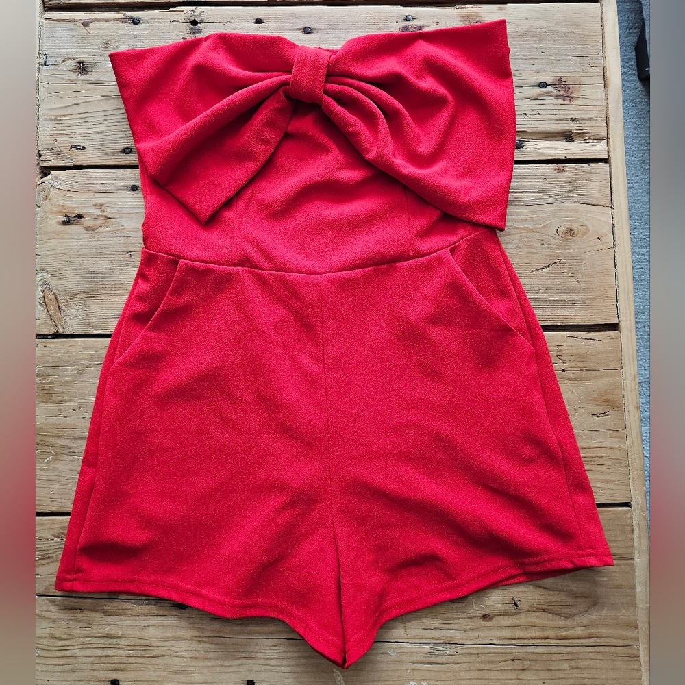 Elegant Red Bow Jumpsuit
